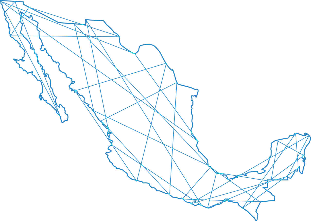 Mapa de México con la red de rutas de ZN Logistics